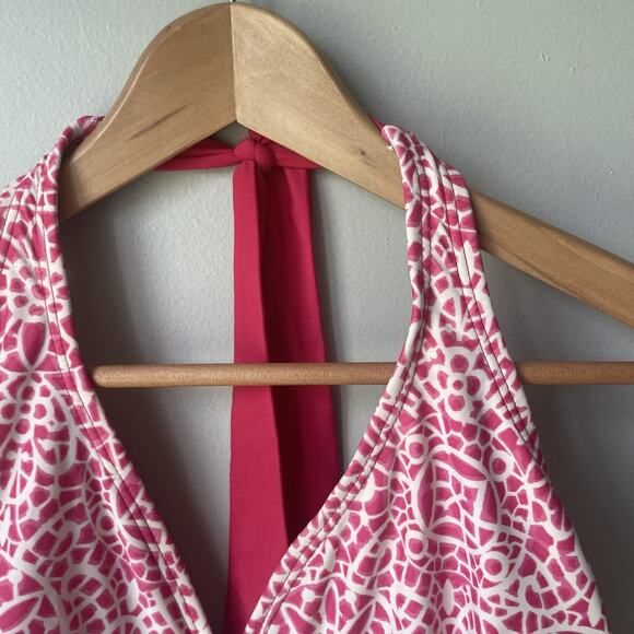 Athleta Womens Swim Top Tankini Floral Pink Size 4 (40C, 38 D, 36 DD) Halter Top - Picture 2 of 11